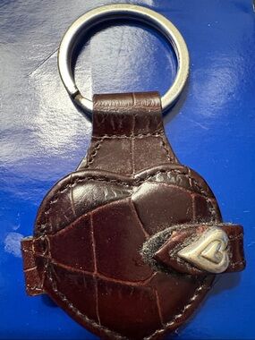 Brighton Brown Heart Leather Keychain with Silver Heart Accent